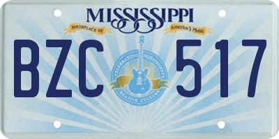 MS license plate BZC517