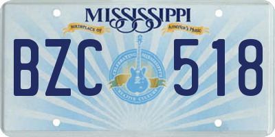 MS license plate BZC518