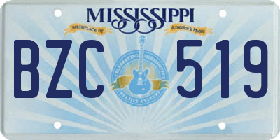 MS license plate BZC519