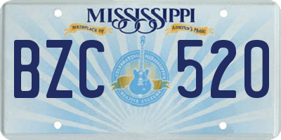 MS license plate BZC520