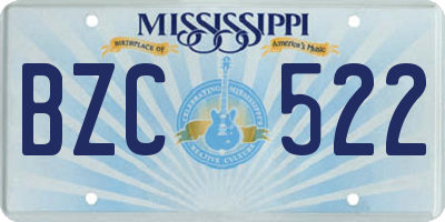 MS license plate BZC522