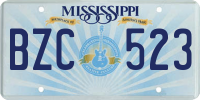 MS license plate BZC523