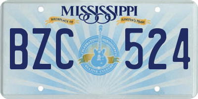 MS license plate BZC524