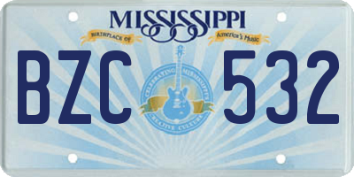 MS license plate BZC532