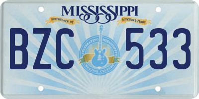 MS license plate BZC533