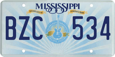 MS license plate BZC534