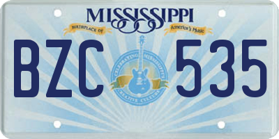 MS license plate BZC535
