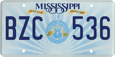 MS license plate BZC536