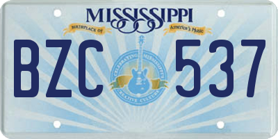 MS license plate BZC537