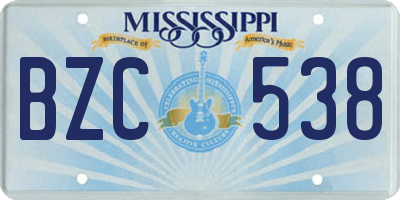 MS license plate BZC538