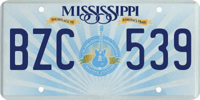 MS license plate BZC539