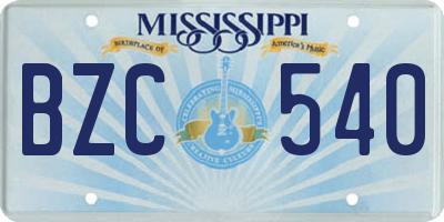 MS license plate BZC540