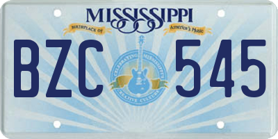 MS license plate BZC545