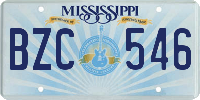 MS license plate BZC546
