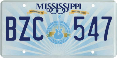 MS license plate BZC547