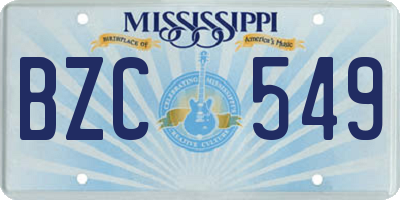 MS license plate BZC549