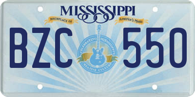 MS license plate BZC550