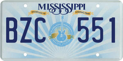 MS license plate BZC551