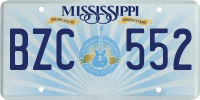 MS license plate BZC552