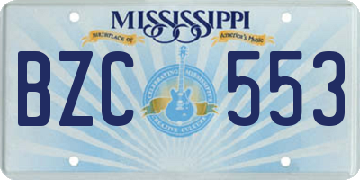 MS license plate BZC553