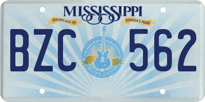 MS license plate BZC562