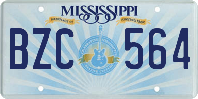 MS license plate BZC564