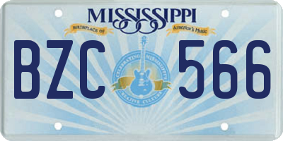 MS license plate BZC566