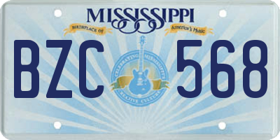 MS license plate BZC568
