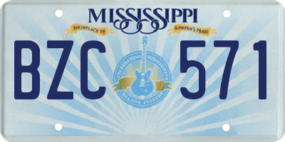 MS license plate BZC571