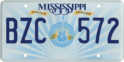 MS license plate BZC572