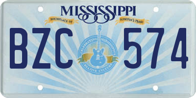 MS license plate BZC574