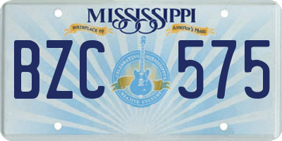 MS license plate BZC575