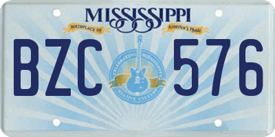 MS license plate BZC576