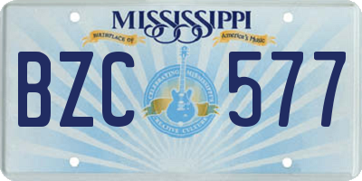 MS license plate BZC577