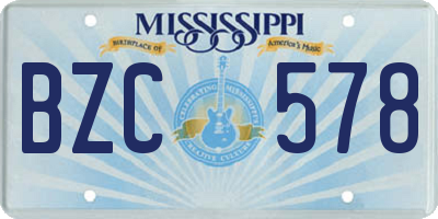 MS license plate BZC578