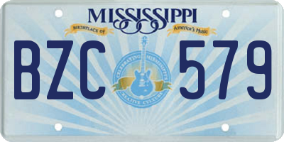 MS license plate BZC579