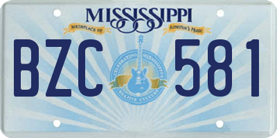 MS license plate BZC581