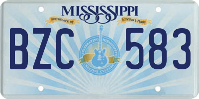 MS license plate BZC583