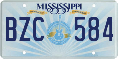 MS license plate BZC584