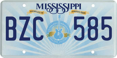 MS license plate BZC585