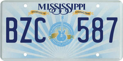 MS license plate BZC587