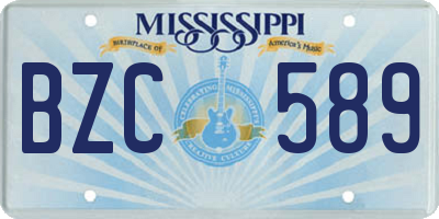 MS license plate BZC589