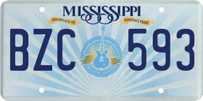 MS license plate BZC593