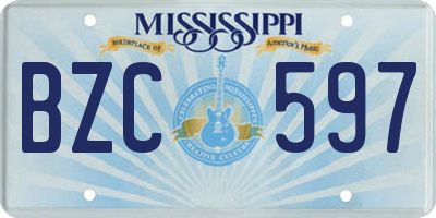 MS license plate BZC597