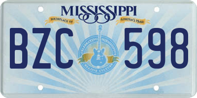 MS license plate BZC598