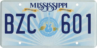 MS license plate BZC601