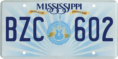 MS license plate BZC602