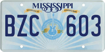 MS license plate BZC603