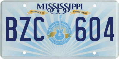 MS license plate BZC604