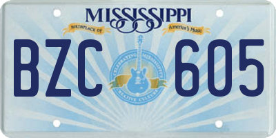 MS license plate BZC605
